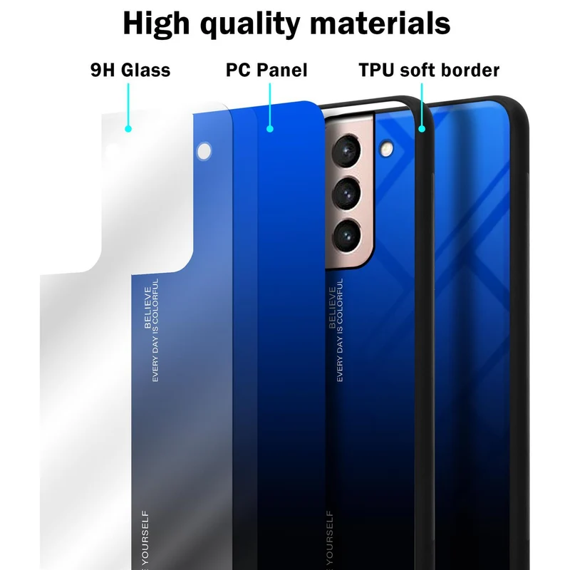 Cadorabo Hülle kompatibel mit Samsung Galaxy S21 5G Zweifarbige Schutzhülle aus Tempered Glas und TPU Silikon