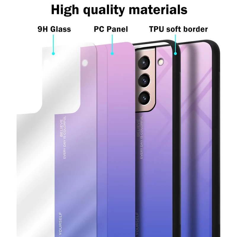 Cadorabo Hülle kompatibel mit Samsung Galaxy S21 5G Zweifarbige Schutzhülle aus Tempered Glas und TPU Silikon