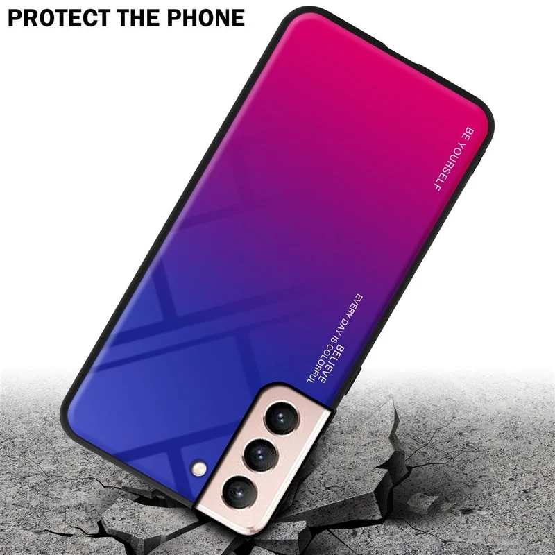 Cadorabo Hülle kompatibel mit Samsung Galaxy S21 5G Zweifarbige Schutzhülle aus Tempered Glas und TPU Silikon