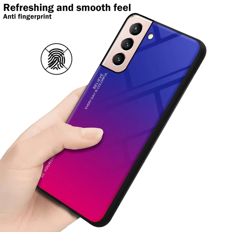 Cadorabo Hülle kompatibel mit Samsung Galaxy S21 5G Zweifarbige Schutzhülle aus Tempered Glas und TPU Silikon