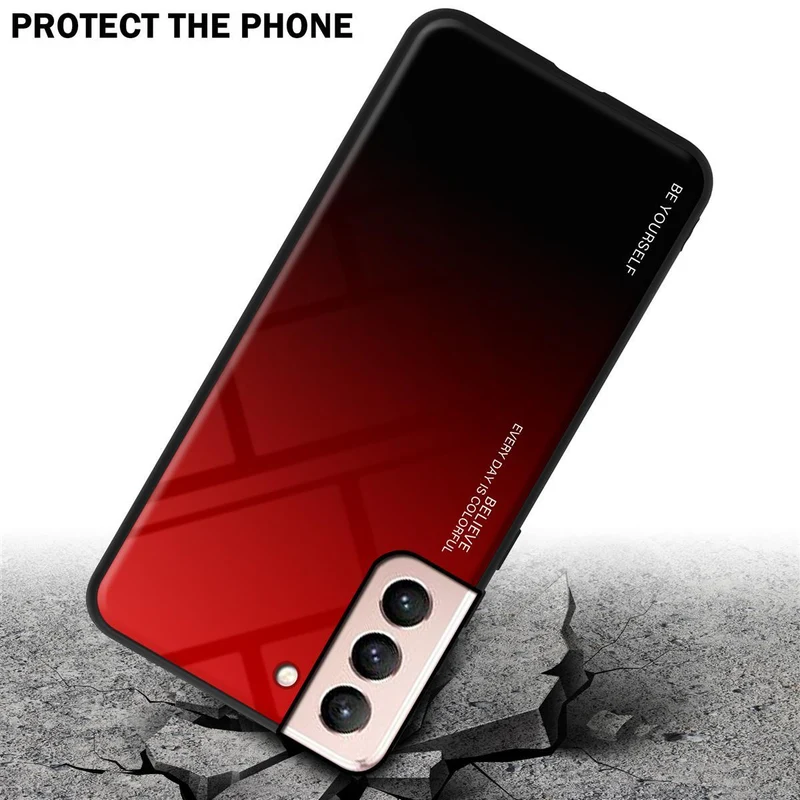 Cadorabo Hülle kompatibel mit Samsung Galaxy S21 5G Zweifarbige Schutzhülle aus Tempered Glas und TPU Silikon