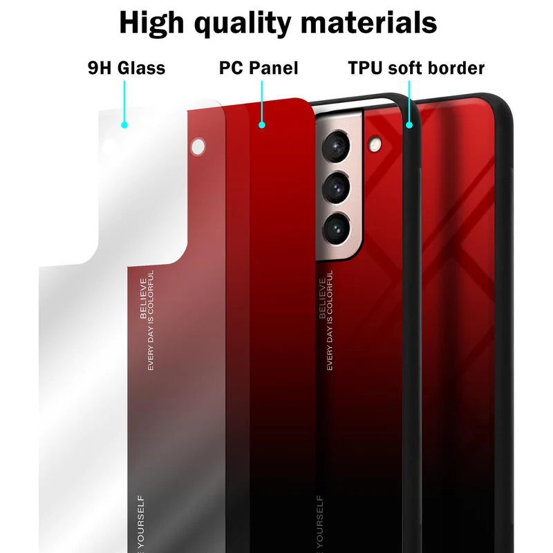 Cadorabo Hülle kompatibel mit Samsung Galaxy S21 5G Zweifarbige Schutzhülle aus Tempered Glas und TPU Silikon