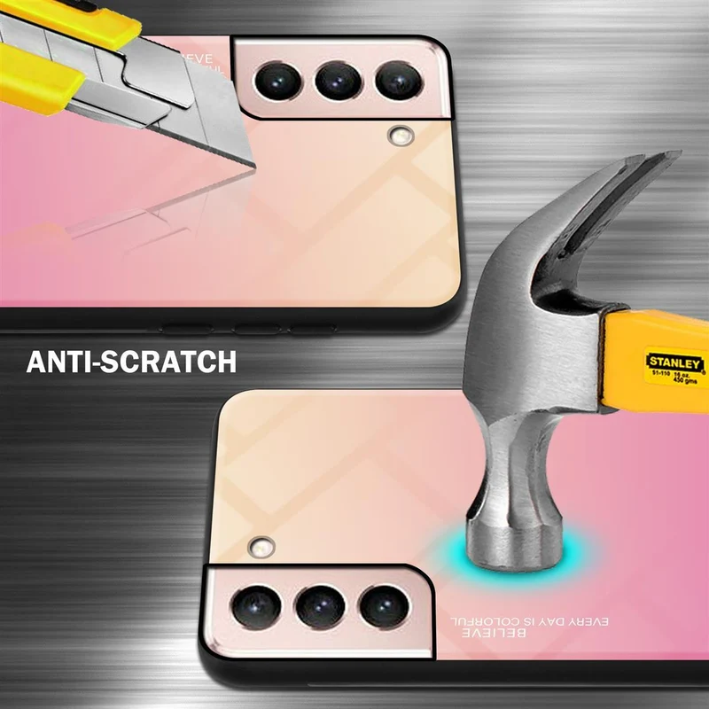 Cadorabo Hülle kompatibel mit Samsung Galaxy S21 5G Zweifarbige Schutzhülle aus Tempered Glas und TPU Silikon