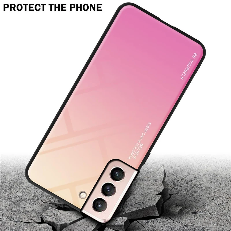 Cadorabo Hülle kompatibel mit Samsung Galaxy S21 5G Zweifarbige Schutzhülle aus Tempered Glas und TPU Silikon