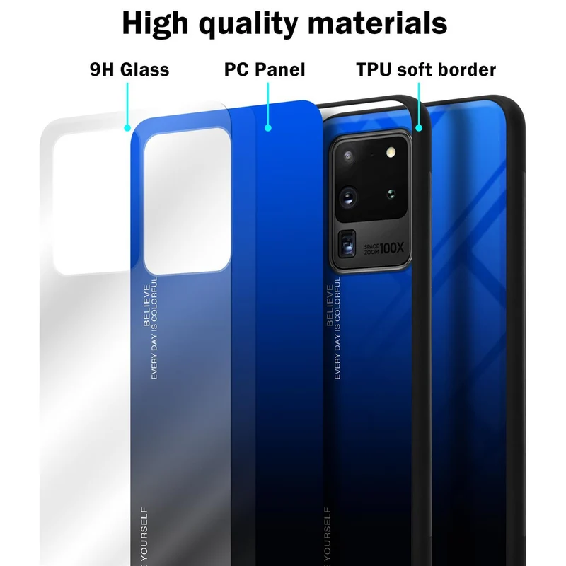 Cadorabo Hülle kompatibel mit Samsung Galaxy S20 ULTRA Zweifarbige Schutzhülle aus Tempered Glas und TPU Silikon