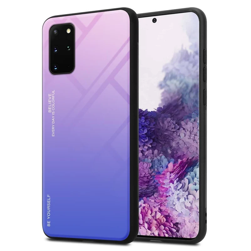 Cadorabo Hülle kompatibel mit Samsung Galaxy S20 PLUS Zweifarbige Schutzhülle aus Tempered Glas und TPU Silikon