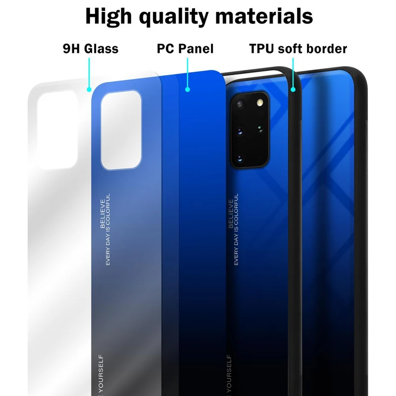 Cadorabo Hülle kompatibel mit Samsung Galaxy S20 PLUS Zweifarbige Schutzhülle aus Tempered Glas und TPU Silikon