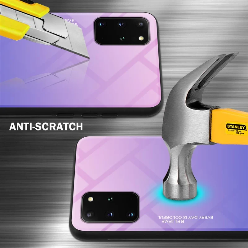 Cadorabo Hülle kompatibel mit Samsung Galaxy S20 PLUS Zweifarbige Schutzhülle aus Tempered Glas und TPU Silikon