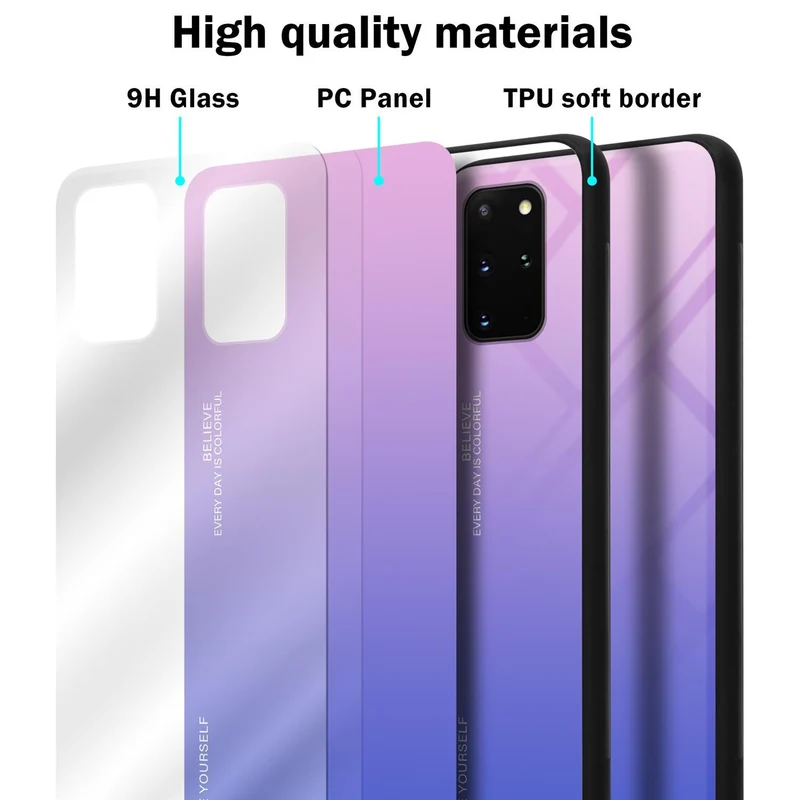 Cadorabo Hülle kompatibel mit Samsung Galaxy S20 PLUS Zweifarbige Schutzhülle aus Tempered Glas und TPU Silikon