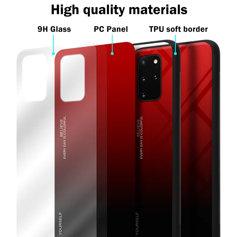Cadorabo Hülle kompatibel mit Samsung Galaxy S20 PLUS Zweifarbige Schutzhülle aus Tempered Glas und TPU Silikon