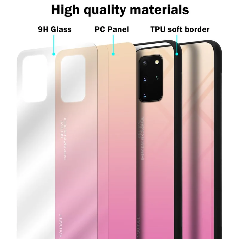 Cadorabo Hülle kompatibel mit Samsung Galaxy S20 PLUS Zweifarbige Schutzhülle aus Tempered Glas und TPU Silikon