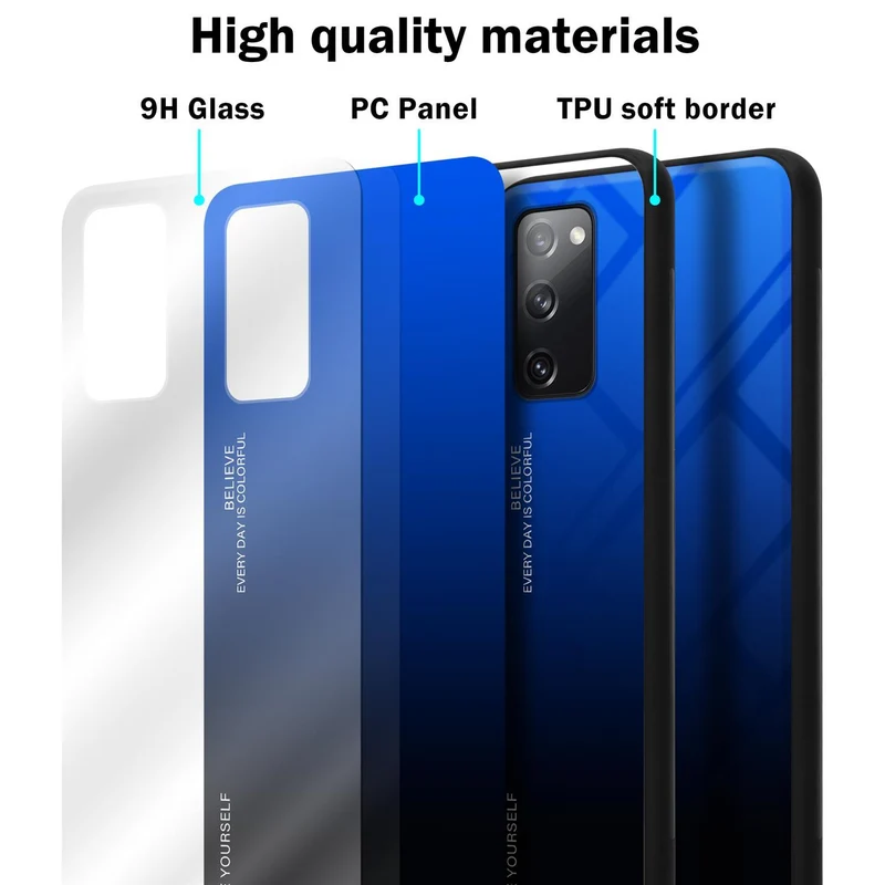 Cadorabo Hülle kompatibel mit Samsung Galaxy S20 FE Zweifarbige Schutzhülle aus Tempered Glas und TPU Silikon