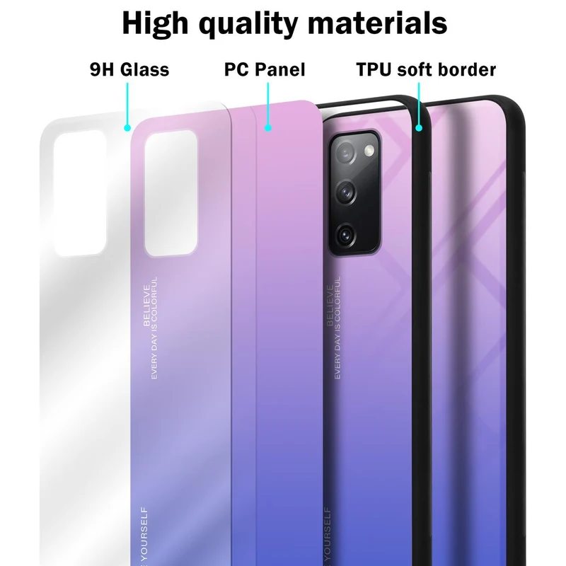 Cadorabo Hülle kompatibel mit Samsung Galaxy S20 FE Zweifarbige Schutzhülle aus Tempered Glas und TPU Silikon