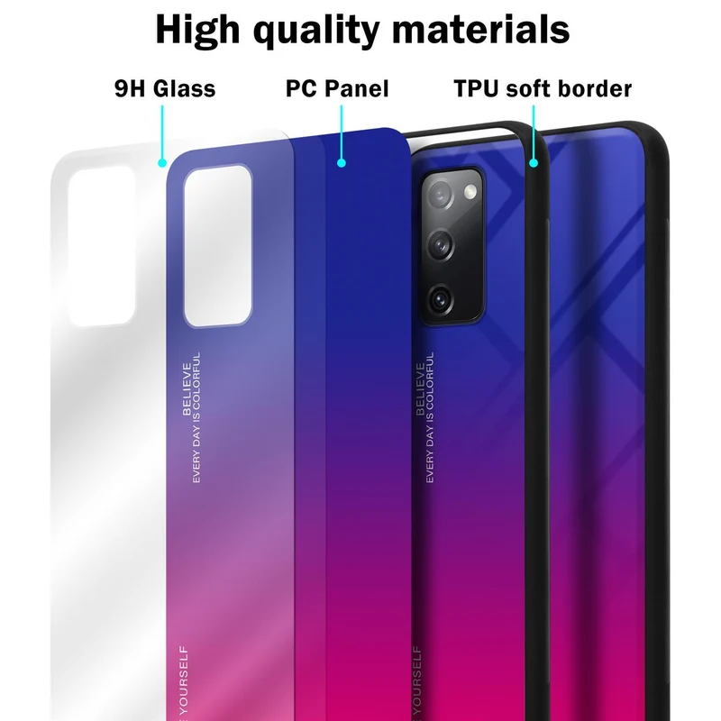 Cadorabo Hülle kompatibel mit Samsung Galaxy S20 FE Zweifarbige Schutzhülle aus Tempered Glas und TPU Silikon
