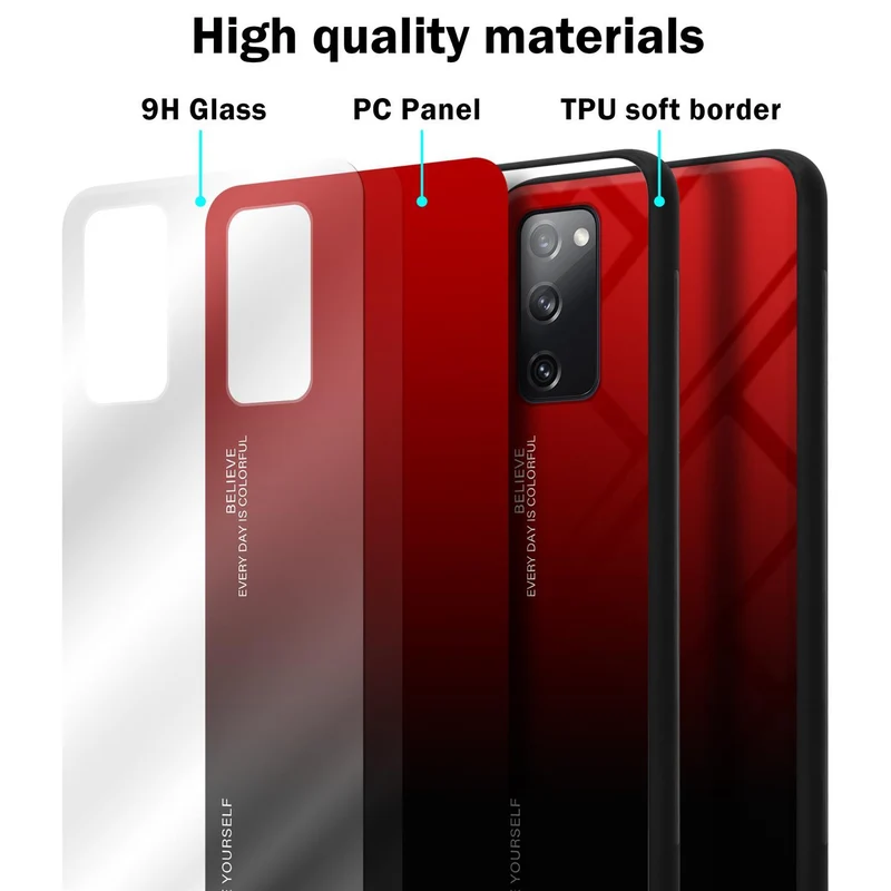 Cadorabo Hülle kompatibel mit Samsung Galaxy S20 FE Zweifarbige Schutzhülle aus Tempered Glas und TPU Silikon