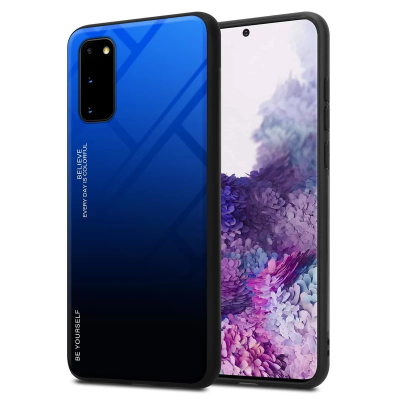 Cadorabo Hülle kompatibel mit Samsung Galaxy S20 Zweifarbige Schutzhülle aus Tempered Glas und TPU Silikon