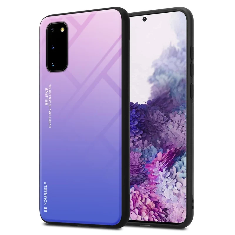 Cadorabo Hülle kompatibel mit Samsung Galaxy S20 Zweifarbige Schutzhülle aus Tempered Glas und TPU Silikon