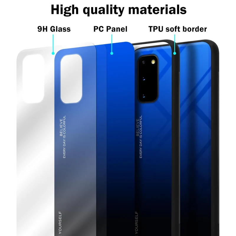 Cadorabo Hülle kompatibel mit Samsung Galaxy S20 Zweifarbige Schutzhülle aus Tempered Glas und TPU Silikon