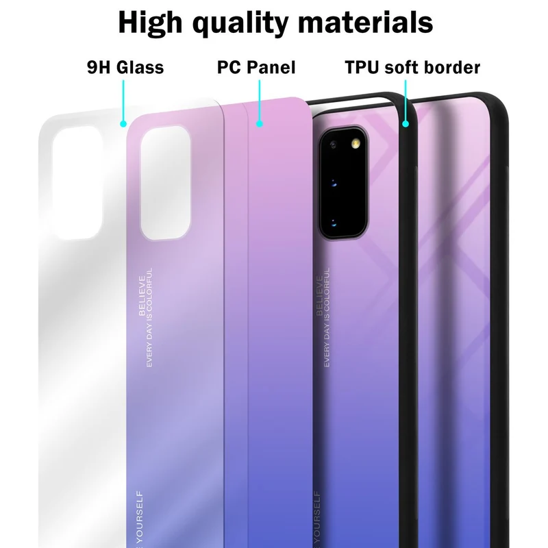 Cadorabo Hülle kompatibel mit Samsung Galaxy S20 Zweifarbige Schutzhülle aus Tempered Glas und TPU Silikon