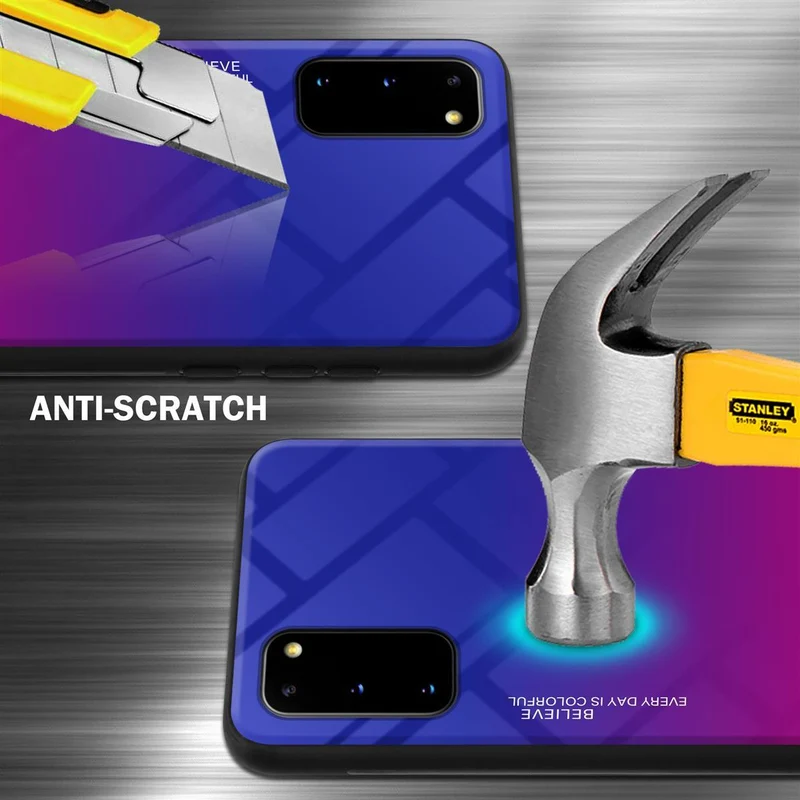 Cadorabo Hülle kompatibel mit Samsung Galaxy S20 Zweifarbige Schutzhülle aus Tempered Glas und TPU Silikon