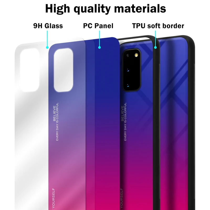 Cadorabo Hülle kompatibel mit Samsung Galaxy S20 Zweifarbige Schutzhülle aus Tempered Glas und TPU Silikon
