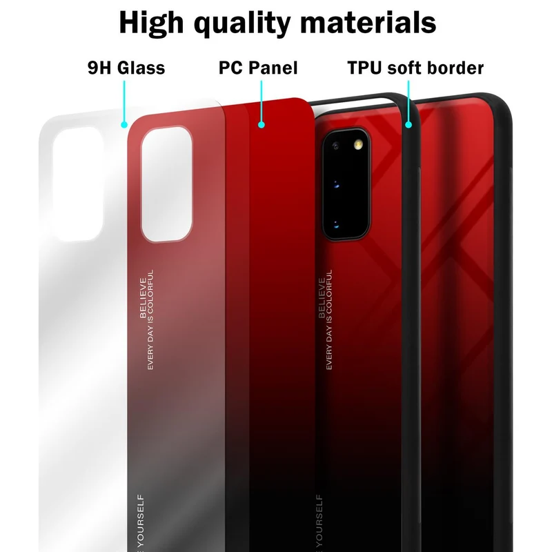 Cadorabo Hülle kompatibel mit Samsung Galaxy S20 Zweifarbige Schutzhülle aus Tempered Glas und TPU Silikon