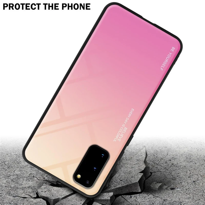 Cadorabo Hülle kompatibel mit Samsung Galaxy S20 Zweifarbige Schutzhülle aus Tempered Glas und TPU Silikon