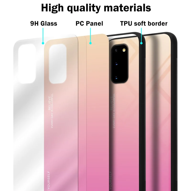Cadorabo Hülle kompatibel mit Samsung Galaxy S20 Zweifarbige Schutzhülle aus Tempered Glas und TPU Silikon
