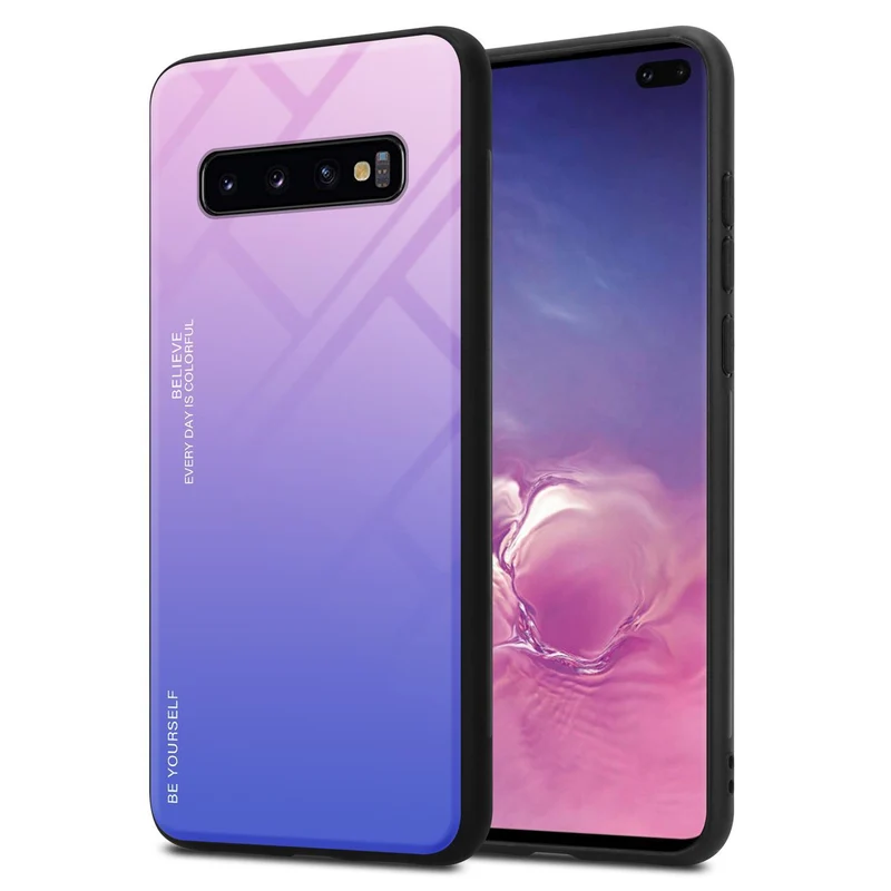 Cadorabo Hülle kompatibel mit Samsung Galaxy S10 PLUS Zweifarbige Schutzhülle aus Tempered Glas und TPU Silikon