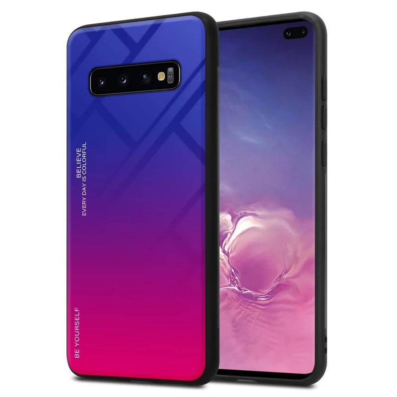 Cadorabo Hülle kompatibel mit Samsung Galaxy S10 PLUS Zweifarbige Schutzhülle aus Tempered Glas und TPU Silikon