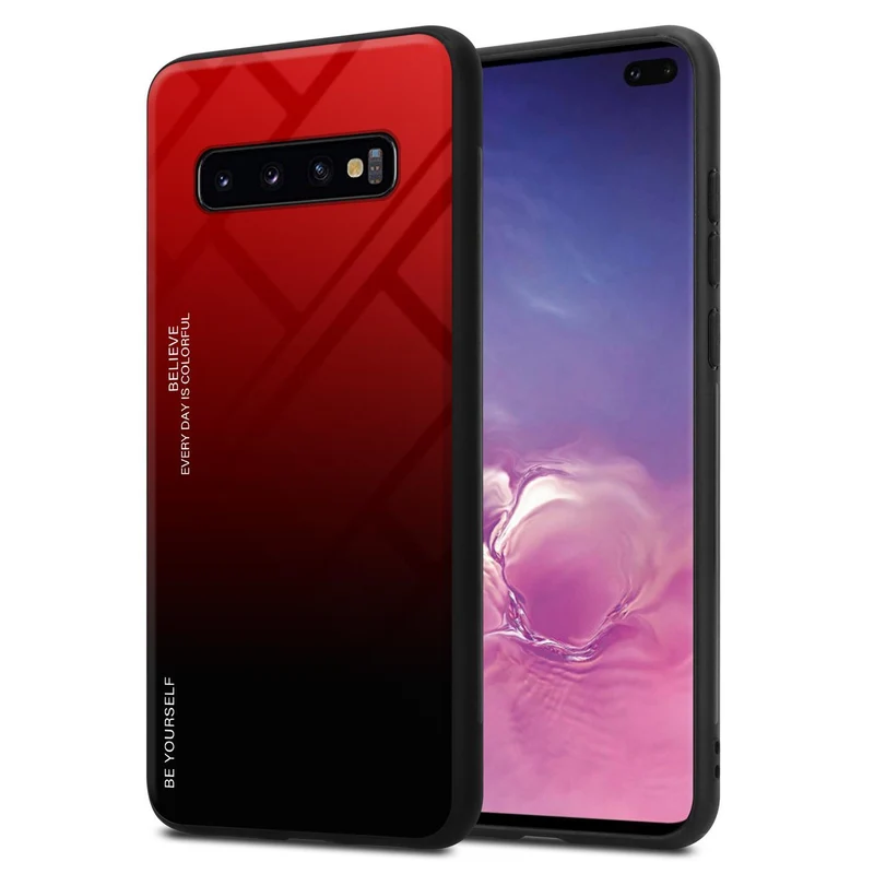 Cadorabo Hülle kompatibel mit Samsung Galaxy S10 PLUS Zweifarbige Schutzhülle aus Tempered Glas und TPU Silikon