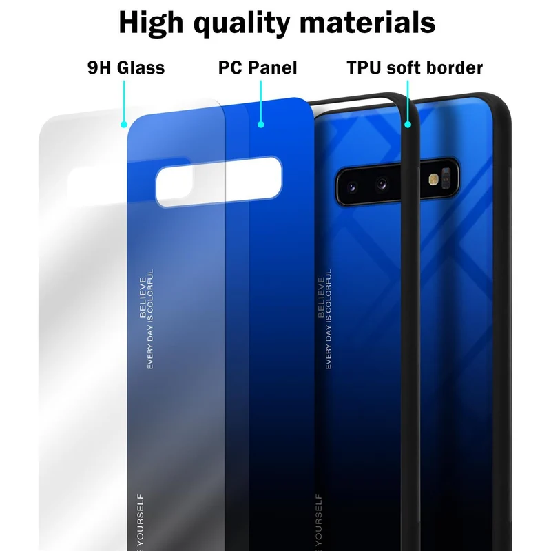 Cadorabo Hülle kompatibel mit Samsung Galaxy S10 PLUS Zweifarbige Schutzhülle aus Tempered Glas und TPU Silikon