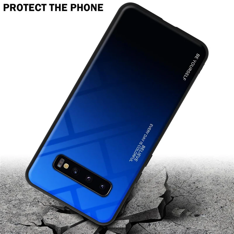 Cadorabo Hülle kompatibel mit Samsung Galaxy S10 PLUS Zweifarbige Schutzhülle aus Tempered Glas und TPU Silikon