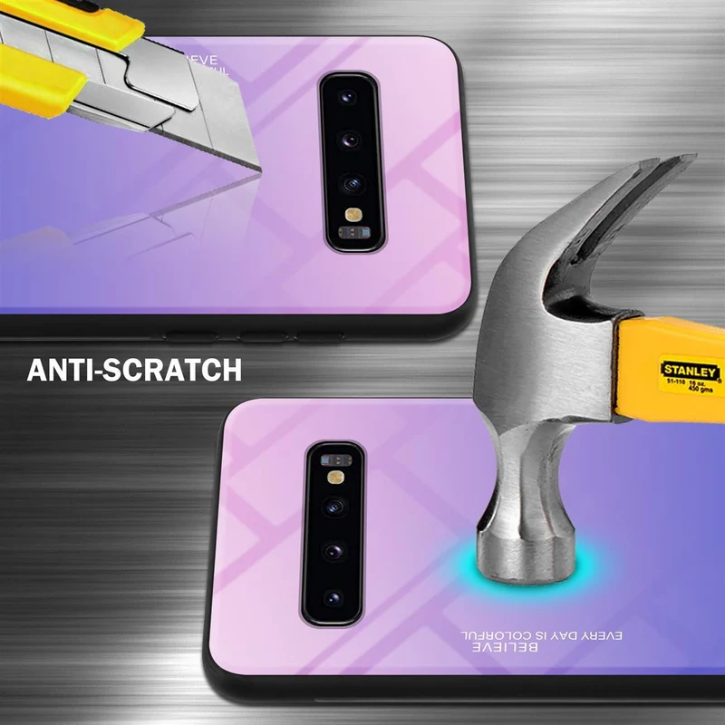 Cadorabo Hülle kompatibel mit Samsung Galaxy S10 PLUS Zweifarbige Schutzhülle aus Tempered Glas und TPU Silikon