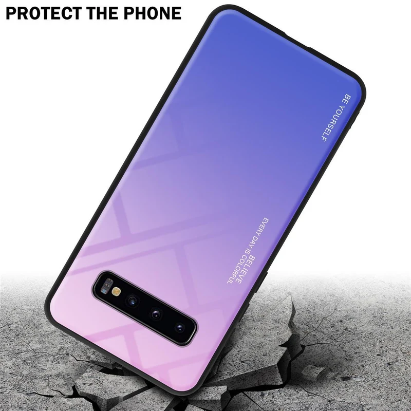 Cadorabo Hülle kompatibel mit Samsung Galaxy S10 PLUS Zweifarbige Schutzhülle aus Tempered Glas und TPU Silikon