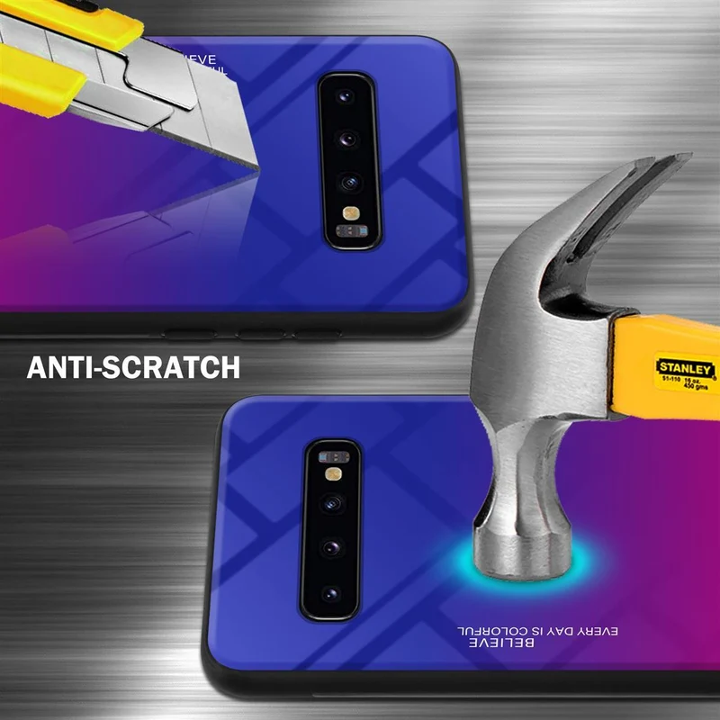 Cadorabo Hülle kompatibel mit Samsung Galaxy S10 PLUS Zweifarbige Schutzhülle aus Tempered Glas und TPU Silikon