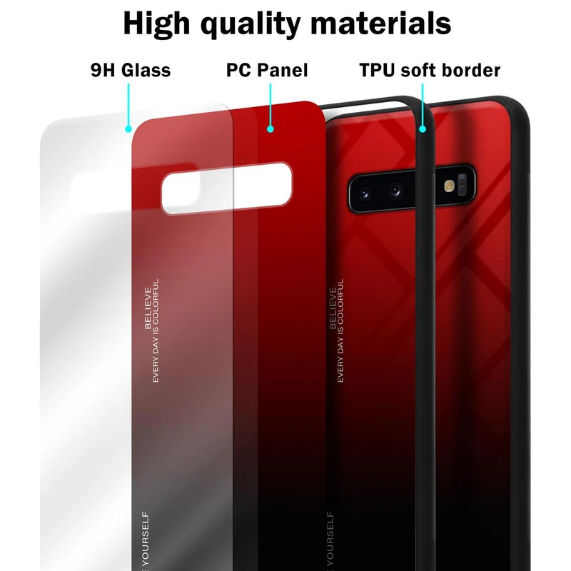 Cadorabo Hülle kompatibel mit Samsung Galaxy S10 PLUS Zweifarbige Schutzhülle aus Tempered Glas und TPU Silikon
