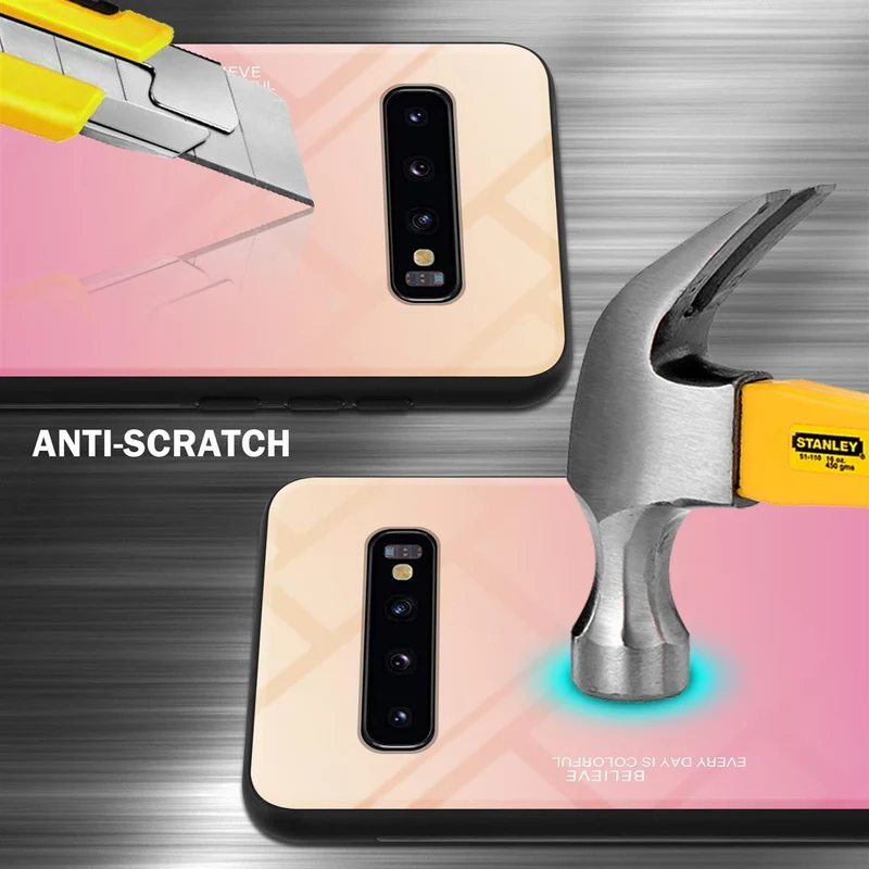 Cadorabo Hülle kompatibel mit Samsung Galaxy S10 PLUS Zweifarbige Schutzhülle aus Tempered Glas und TPU Silikon