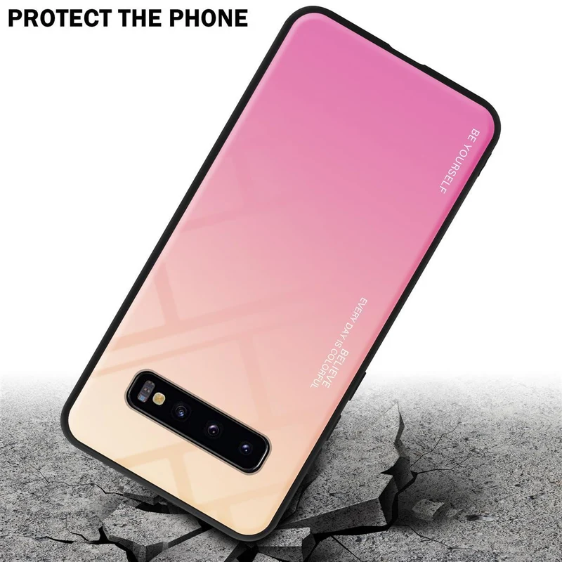 Cadorabo Hülle kompatibel mit Samsung Galaxy S10 PLUS Zweifarbige Schutzhülle aus Tempered Glas und TPU Silikon