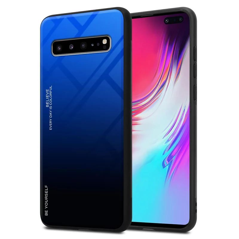 Cadorabo Hülle kompatibel mit Samsung Galaxy S10 5G Zweifarbige Schutzhülle aus Tempered Glas und TPU Silikon