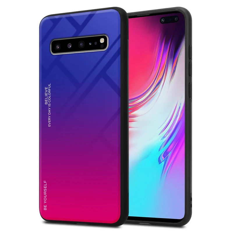 Cadorabo Hülle kompatibel mit Samsung Galaxy S10 5G Zweifarbige Schutzhülle aus Tempered Glas und TPU Silikon