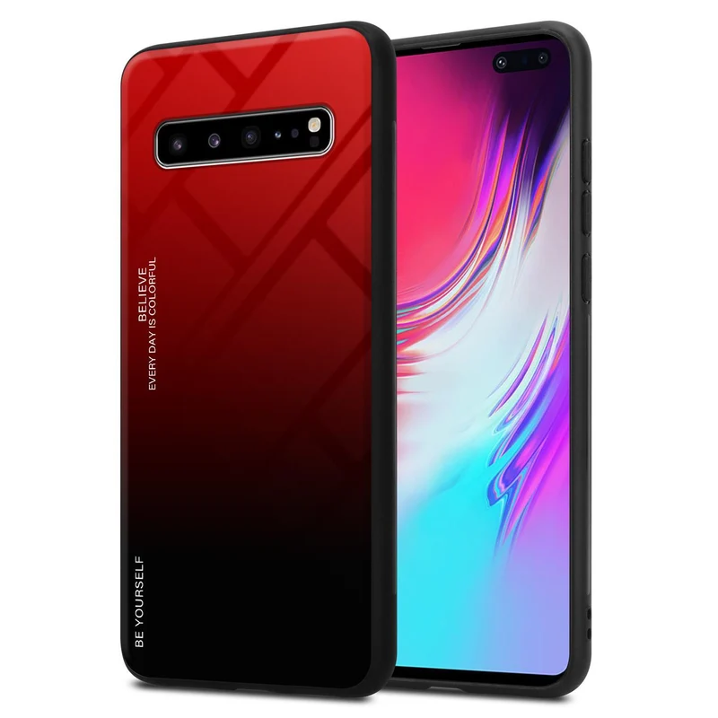 Cadorabo Hülle kompatibel mit Samsung Galaxy S10 5G Zweifarbige Schutzhülle aus Tempered Glas und TPU Silikon
