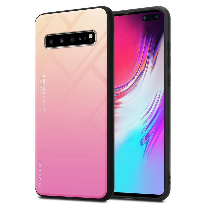 Cadorabo Hülle kompatibel mit Samsung Galaxy S10 5G Zweifarbige Schutzhülle aus Tempered Glas und TPU Silikon
