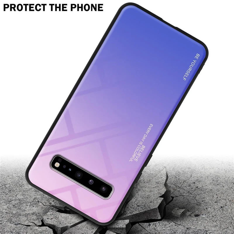 Cadorabo Hülle kompatibel mit Samsung Galaxy S10 5G Zweifarbige Schutzhülle aus Tempered Glas und TPU Silikon