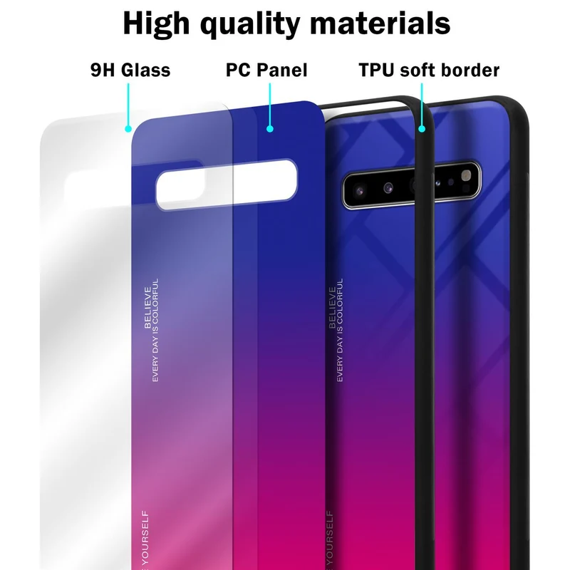 Cadorabo Hülle kompatibel mit Samsung Galaxy S10 5G Zweifarbige Schutzhülle aus Tempered Glas und TPU Silikon
