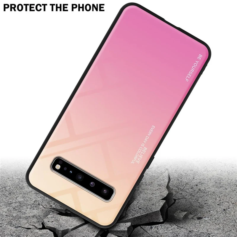 Cadorabo Hülle kompatibel mit Samsung Galaxy S10 5G Zweifarbige Schutzhülle aus Tempered Glas und TPU Silikon