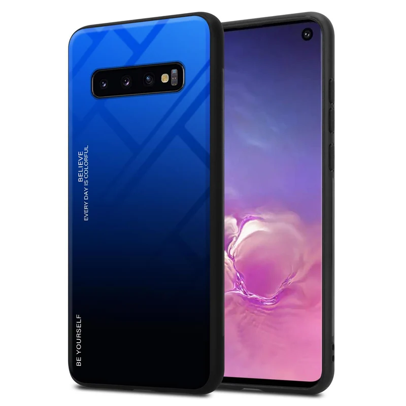Cadorabo Hülle kompatibel mit Samsung Galaxy S10 4G Zweifarbige Schutzhülle aus Tempered Glas und TPU Silikon