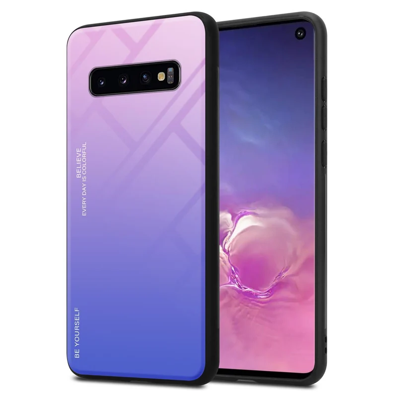 Cadorabo Hülle kompatibel mit Samsung Galaxy S10 4G Zweifarbige Schutzhülle aus Tempered Glas und TPU Silikon