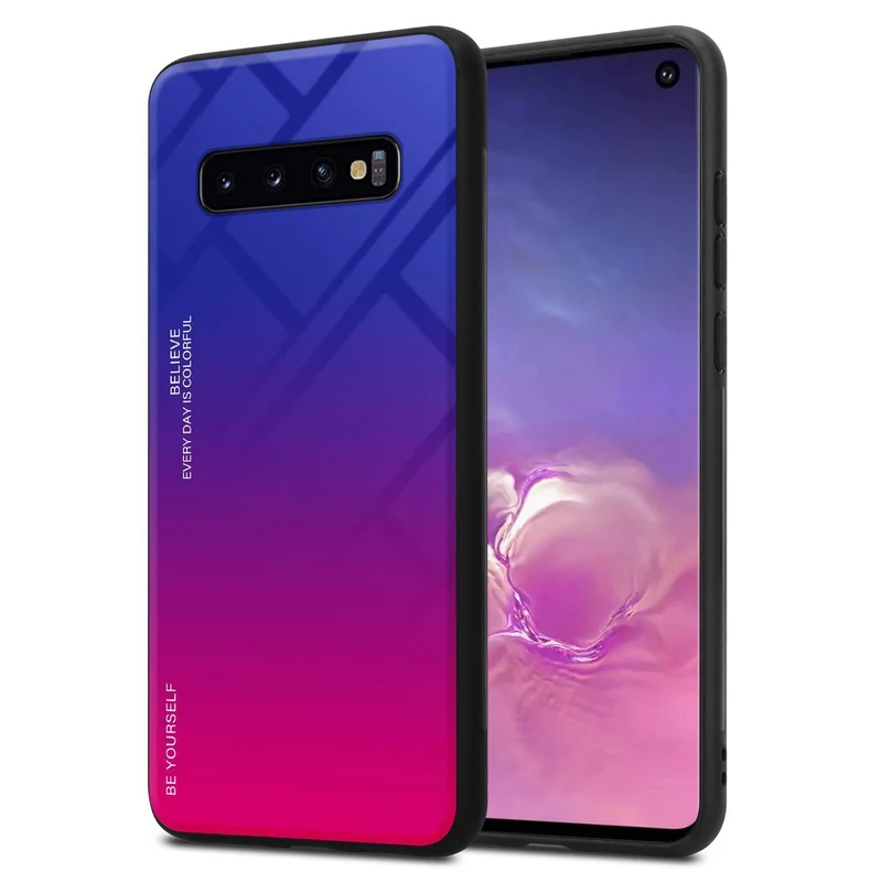 Cadorabo Hülle kompatibel mit Samsung Galaxy S10 4G Zweifarbige Schutzhülle aus Tempered Glas und TPU Silikon