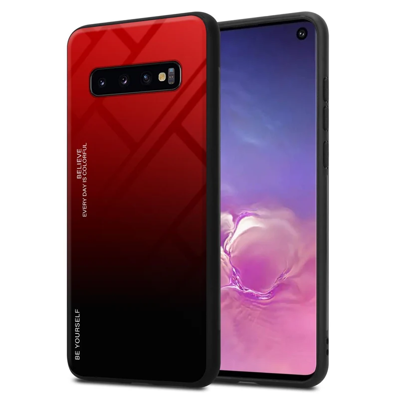 Cadorabo Hülle kompatibel mit Samsung Galaxy S10 4G Zweifarbige Schutzhülle aus Tempered Glas und TPU Silikon